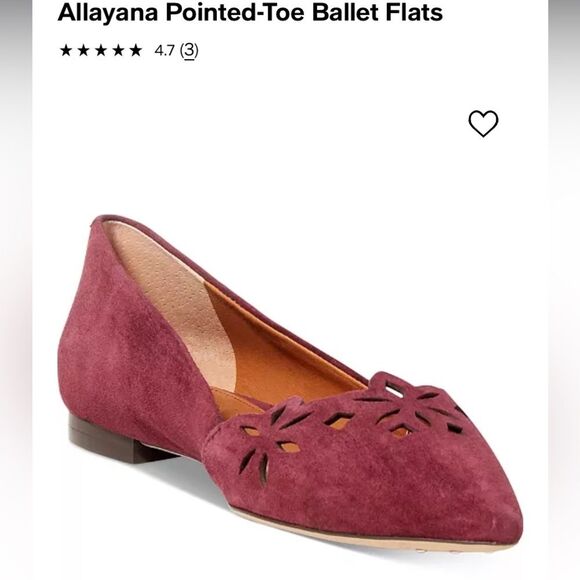 Lauren Ralph Lauren Allayana Burgundy Suede Pointed Toe cut out Ballet Flats 10 - Picture 8 of 9